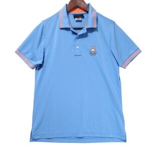 Psycho Bunny Sport Polo Shirt Mens Sz 3 Loch Performance Golf Blue Orange Tipped